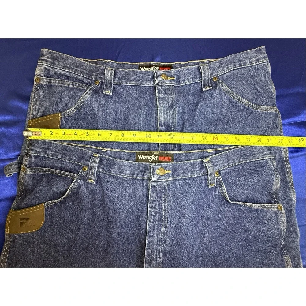 2 Wrangler Riggs Workwear Men's 42x32 Antique Indigo Blue Denim Carpenter Jeans